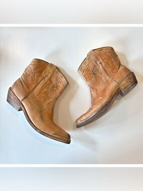 Bed Stu || Filly Western Ankle Boots Booties Distressed Crackle Tan 8